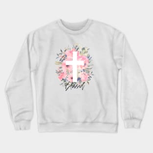 Watercolor Flower with cross Crewneck Sweatshirt